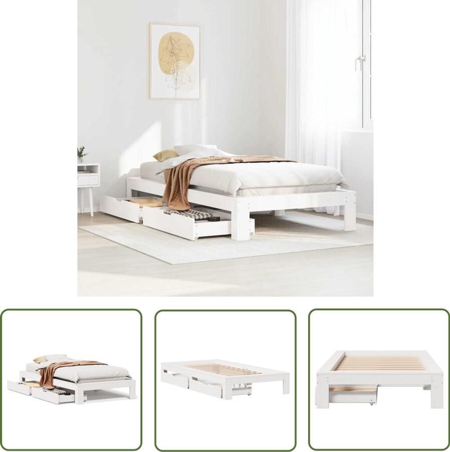 VidaXL Sleutelset Dynammometer Sleutel Bedframe zonder matras massief grenenhout wit 90x190 cm Gereedschap Drapers Tools Klikmechanisme