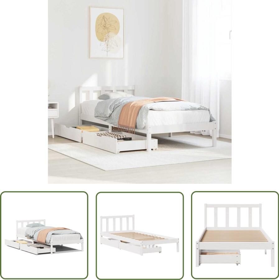 VidaXL Sleutelset Dynammometer Sleutel Bedframe zonder matras massief grenenhout wit 90x200 cm Gereedschap Drapers Tools Handgereedschap