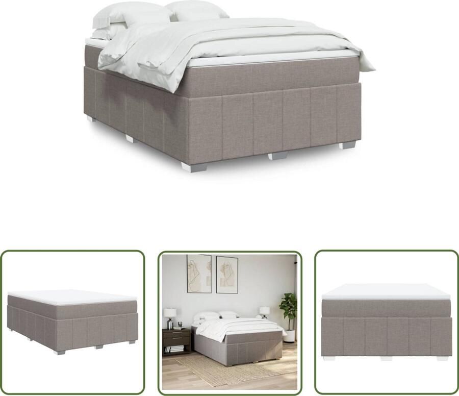 VidaXL Boxspring met matras stof taupe 140x190 cm Dynammometer Sleutel Sleutelset Gereedschap Drapers Tools Klikmechanisme - Foto 2