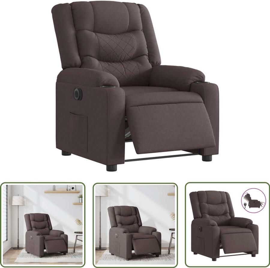 VidaXL Fauteuil verstelbaar elektrisch stof donkerbruin Dynammometer Sleutel Sleutelset Gereedschap Handgereedschap Drapers Tools