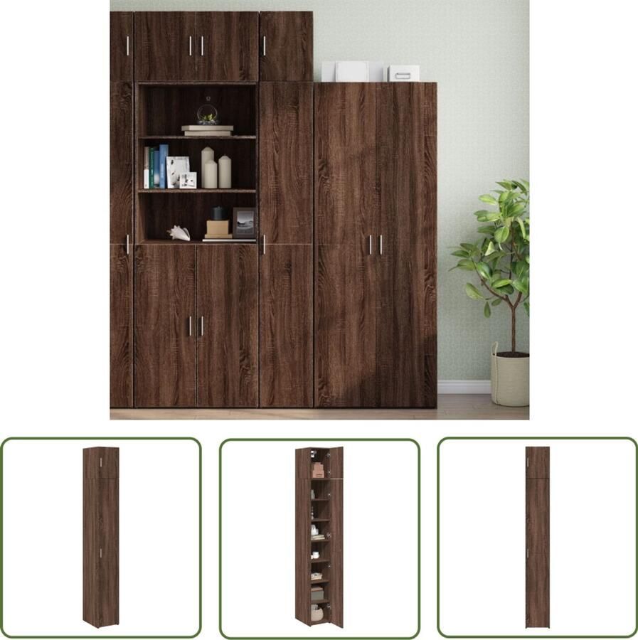 VidaXL Opbergkast smal 30x42 5x225 cm bewerkt hout bruin eikenkleurig Dynammometer Sleutel Sleutelset Gereedschap Handgereedschap Drapers Tools