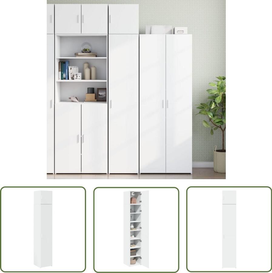 VidaXL Opbergkast smal 40x42 5x225 cm bewerkt hout wit Dynammometer Sleutel Sleutelset Gereedschap Drapers Tools Handgereedschap