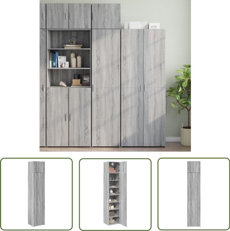 VidaXL Sleutelset Dynammometer Sleutel Opbergkast smal 45x42 5x225 cm bewerkt hout grijs sonoma eiken Gereedschap Handgereedschap Drapers Tools