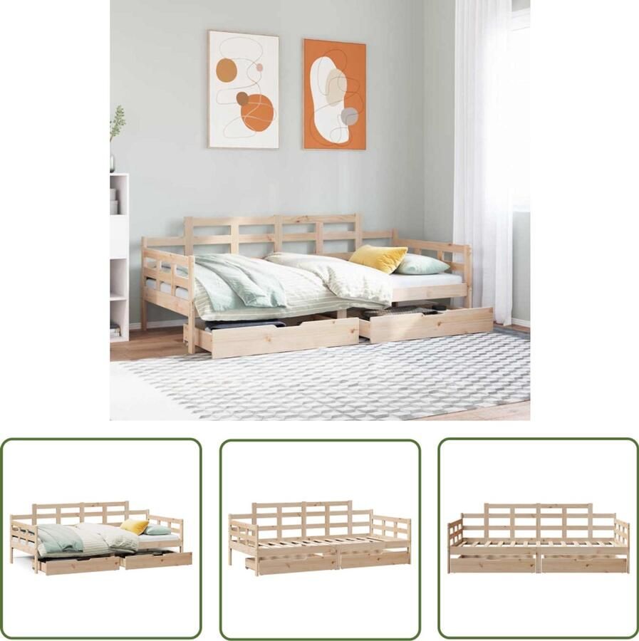 VidaXL Slaapbank met lades 80x200 cm massief grenenhout Dynammometer Sleutel Sleutelset Gereedschap Handgereedschap Drapers Tools