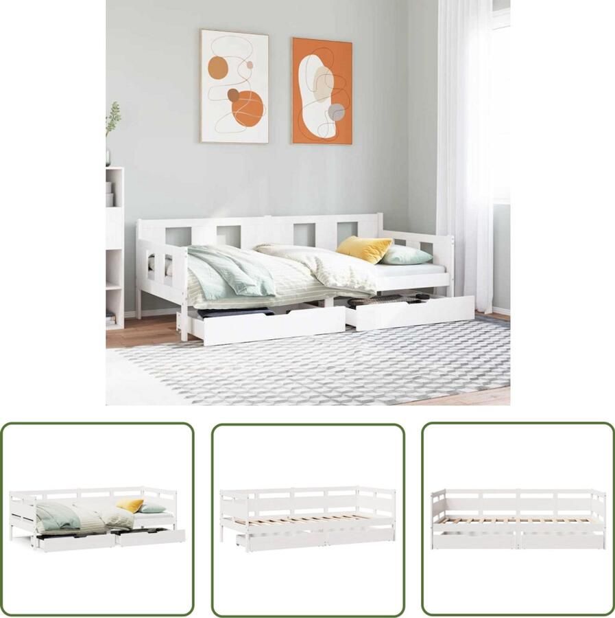 VidaXL Sleutelset Dynammometer Sleutel Slaapbank met lades 80x200 cm massief grenenhout wit Gereedschap Handgereedschap Drapers Tools