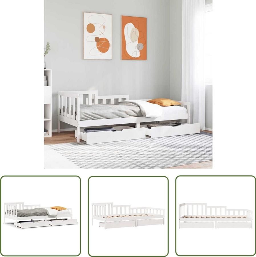 VidaXL Sleutelset Dynammometer Sleutel Slaapbank met lades 90x190 cm massief grenenhout wit Gereedschap Handgereedschap Drapers Tools