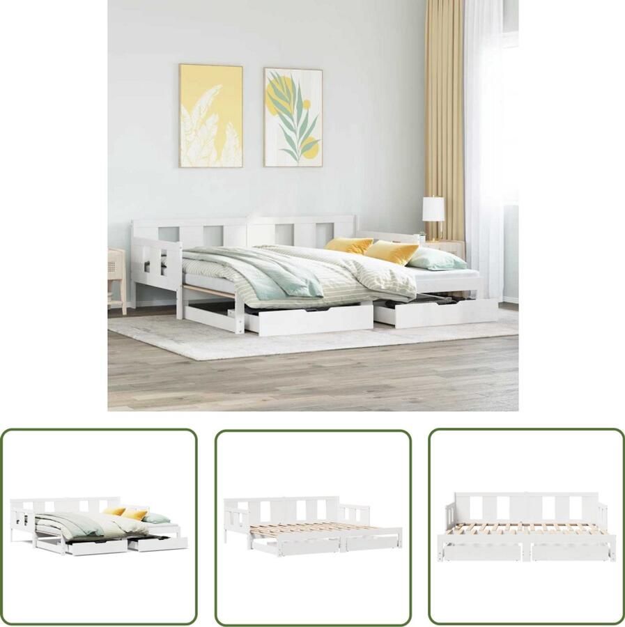 VidaXL Sleutelset Dynammometer Sleutel Slaapbank met onderschuifbed lades zonder matras 90x200 cm wit Gereedschap Handgereedschap Drapers Tools