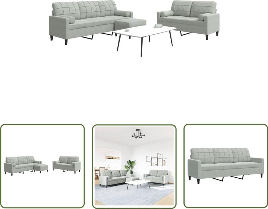 VidaXL Sleutelset Dynamo Meter 3-delige Loungeset met kussens en bolsters fluweel lichtgrijs Gereedschap Handgereedschap Draperpatools