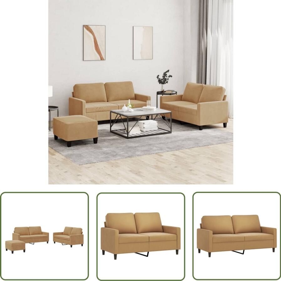 VidaXL Sleutelset Dynamo Meter 3-delige Loungeset met kussens fluweel bruin Gereedschap Klikmechanisme Drapers Tools