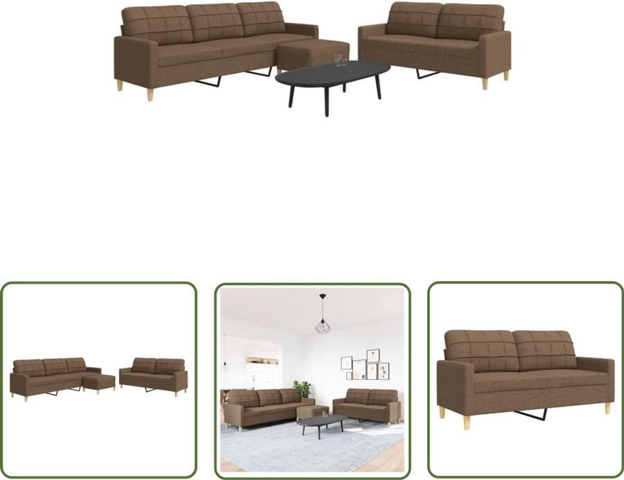 VidaXL Sleutelset Dynamo Meter 3-delige Loungeset met voetenbank stof bruin Gereedschap Klikmechanisme Torque Wrench