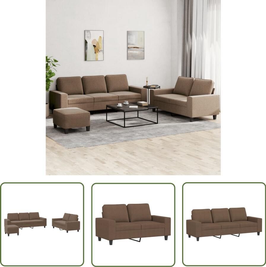 VidaXL 3-delige Loungeset stof bruin Dynamo Meter Sleutelset Gereedschap Drapers Tools Klikmechanisme