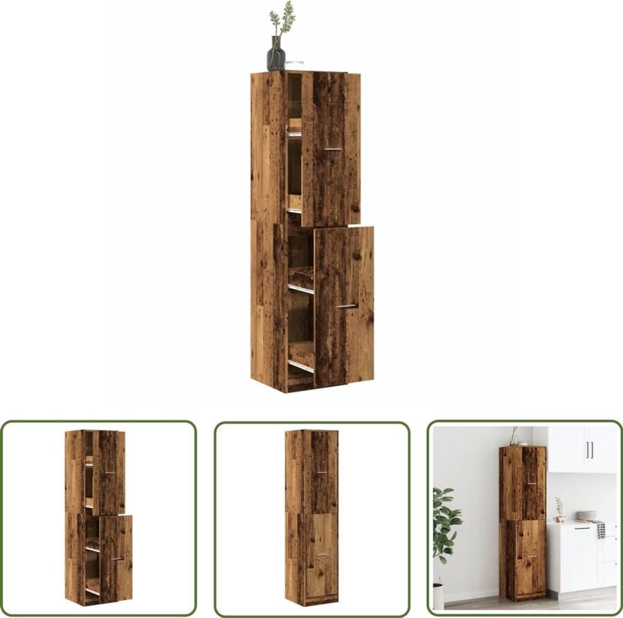 VidaXL Sleutelset Dynamo Meter Apothekerskast 40x41x174 5 cm bewerkt hout oud houtkleurig Gereedschap Handgereedschap Montagesleutel