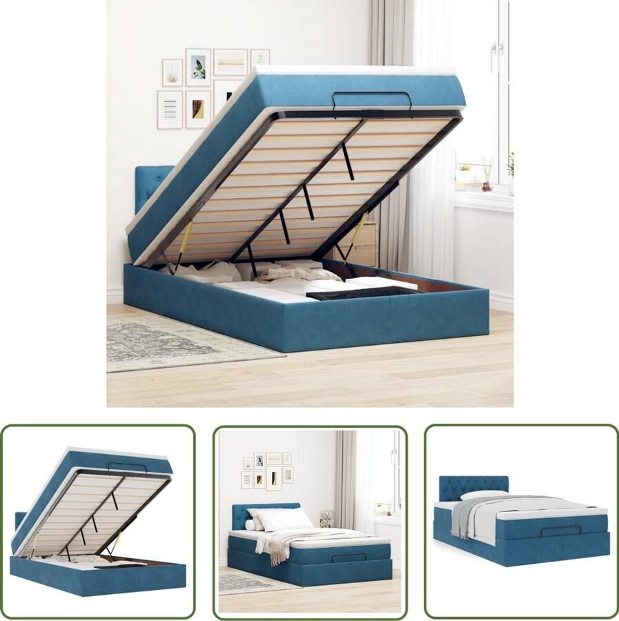 VidaXL Bed poef met matras 120x190 cm fluweel donkerblauw Dynamo Meter Sleutelset Gereedschap Handgereedschap Monteursgereedschap