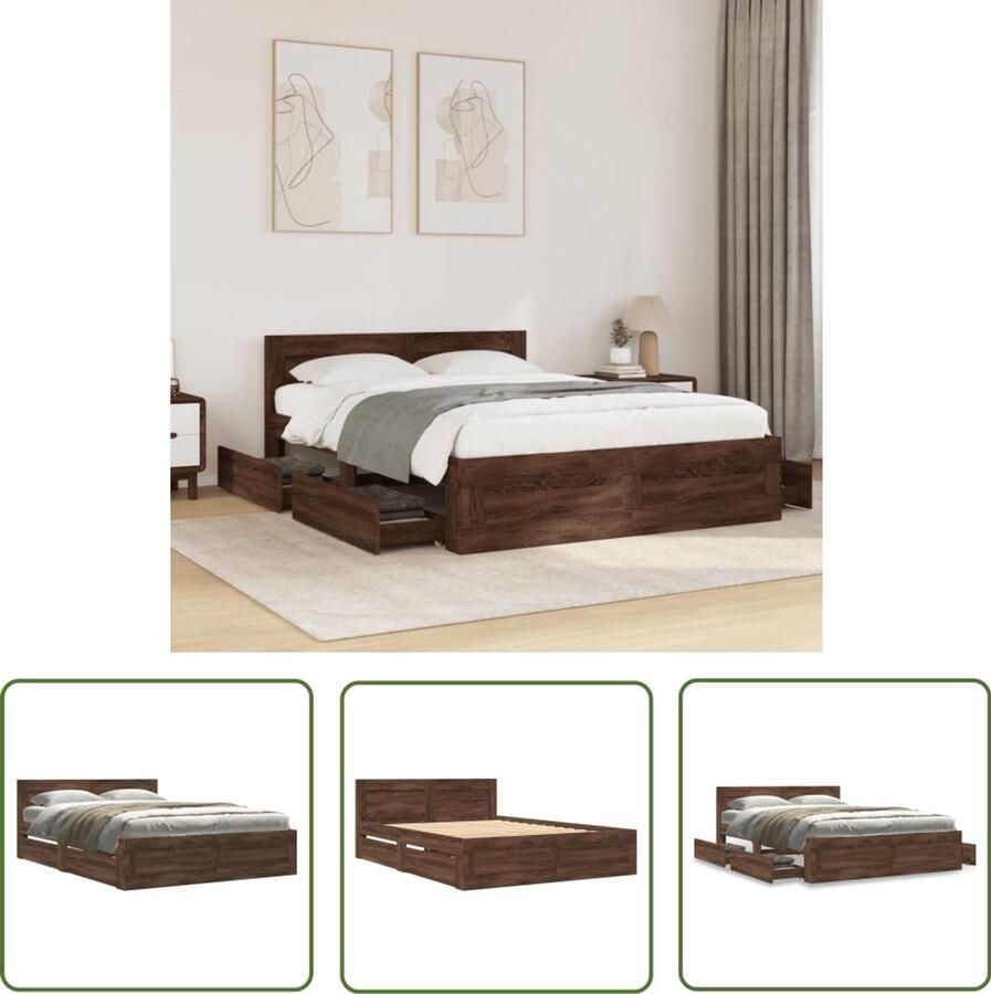 VidaXL Sleutelset Dynamo Meter Bedframe met hoofdeinde bewerkt hout bruineikenkleur 140x200 cm Gereedschap Handgereedschap Drapers Tools