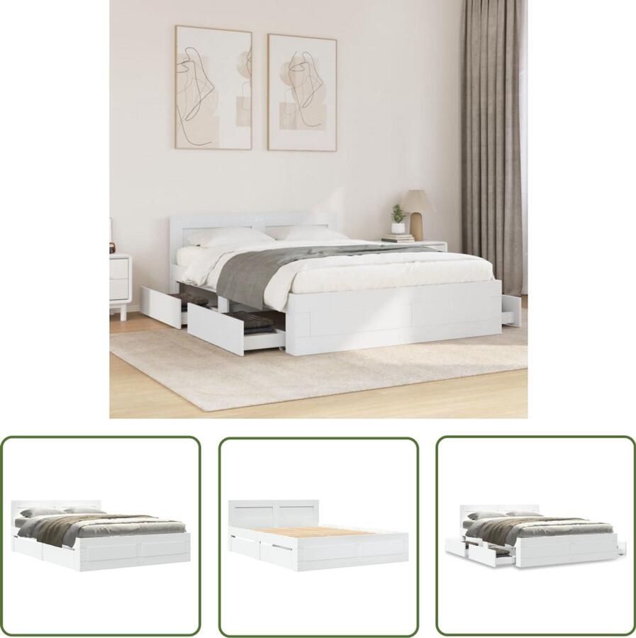VidaXL Bedframe met hoofdeinde zonder matras 120x200 cm wit Dynamo Meter Sleutelset Gereedschap Handgereedschap Drapers Tools