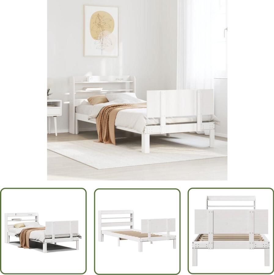 VidaXL Bedframe met hoofdeinde zonder matras 90x190 cm wit Dynamo Meter Sleutelset Gereedschap Handgereedschap Drapers Tools