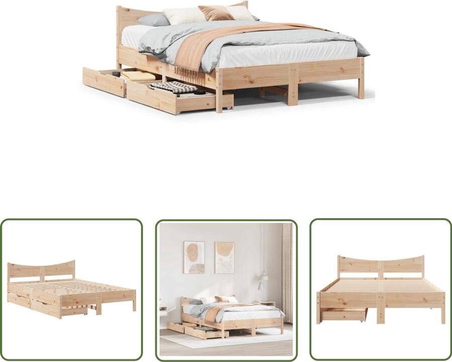 VidaXL Bedframe met lades massief grenenhout 120x200 cm Dynamo Meter Sleutelset Gereedschap Handgereedschap Monteursgereedschap