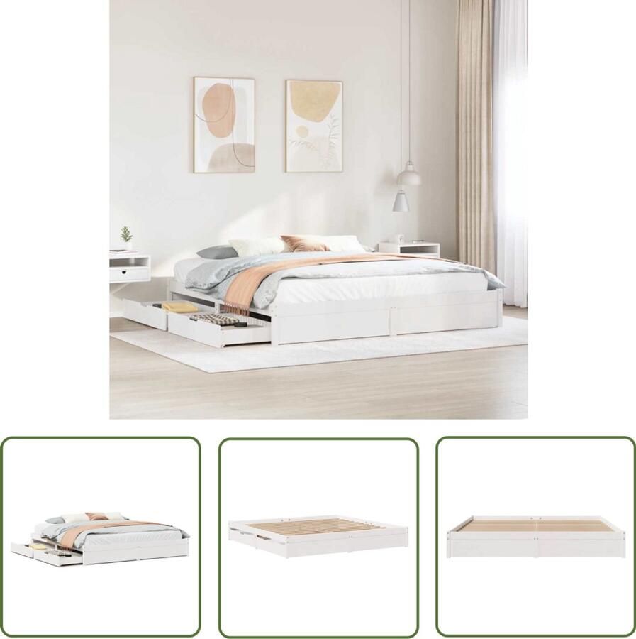 VidaXL Sleutelset Dynamo Meter Bedframe zonder matras massief grenenhout wit 180x200 cm Gereedschap Klikmechanisme Draai Moment