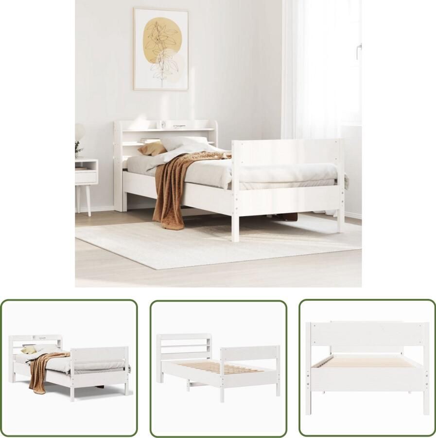 VidaXL Sleutelset Dynamo Meter Bedframe zonder matras massief grenenhout wit 90x200 cm Gereedschap Draperpatools Klikmechanisme