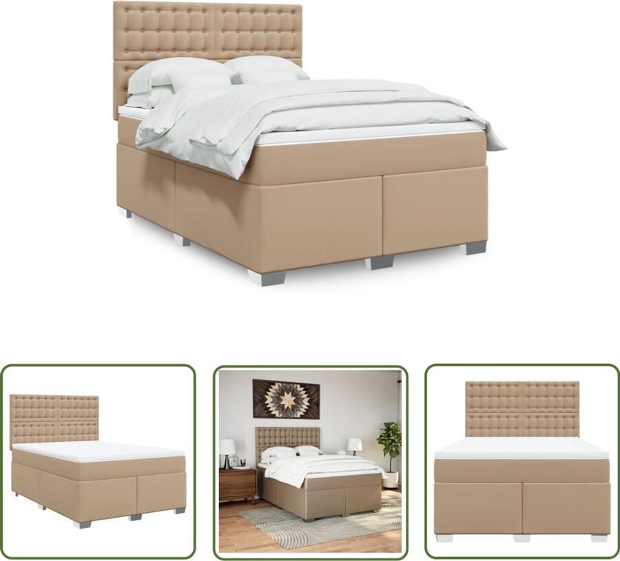 VidaXL Sleutelset Dynamo Meter Boxspring met matras kunstleer cappuccinokleurig 140x200 cm Gereedschap Drapers Tools Klikmechanisme
