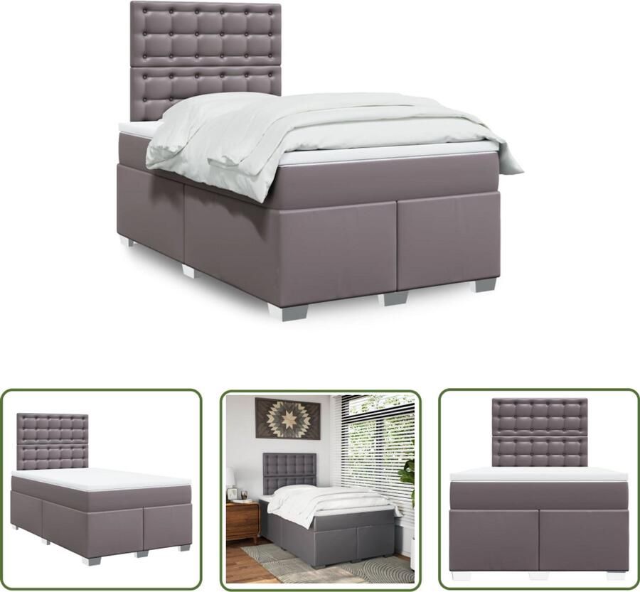 VidaXL Sleutelset Dynamo Meter Boxspring met matras kunstleer grijs 120x200 cm Gereedschap Klikmechanisme Torque Wrench