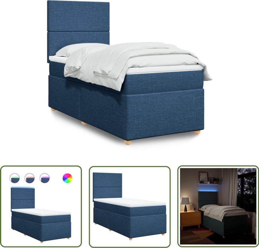 VidaXL Sleutelset Dynamo Meter Boxspring met matras stof blauw 90x190 cm Gereedschap Monteursgereedschap Drapers Tools