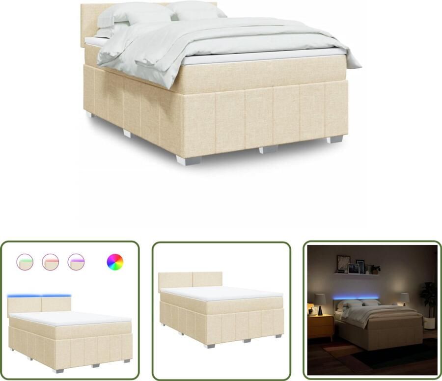 VidaXL Sleutelset Dynamo Meter Boxspring met matras stof crèmekleurig 140x200 cm Gereedschap Klikmechanisme Torque Wrench