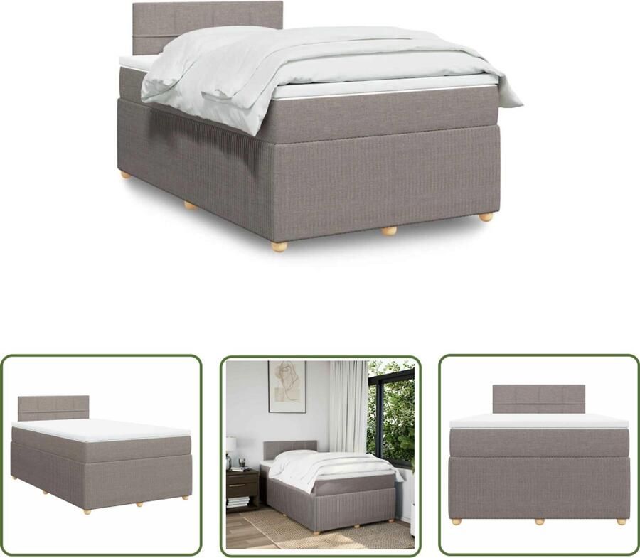 VidaXL Sleutelset Dynamo Meter Boxspring met matras stof taupe 120x200 cm Gereedschap Draperpatools Klikmechanisme