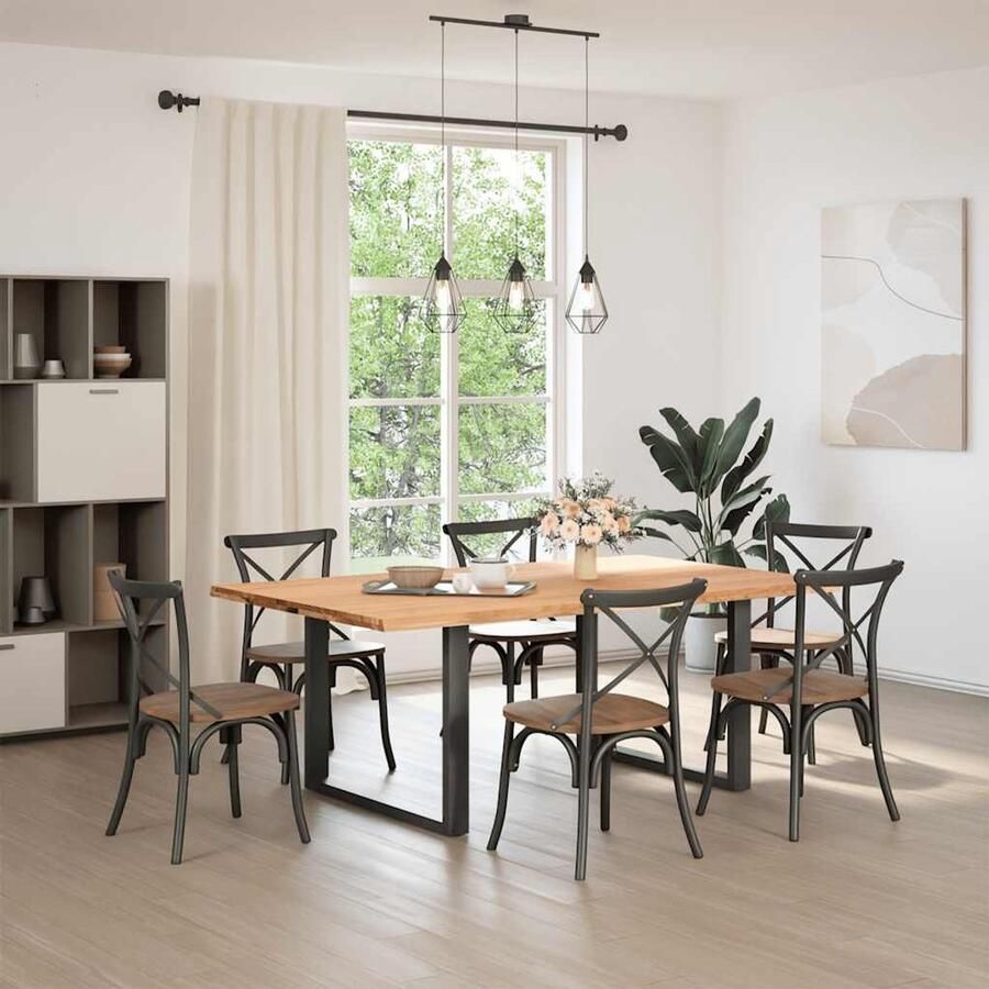 The Living Store Eettafel met natuurlijke rand massief eikenhout rechthoekig Eetkamertafel Houten Tafel Oak Wood Tafel Massief Hout Tafel Grote Eetkamertafel