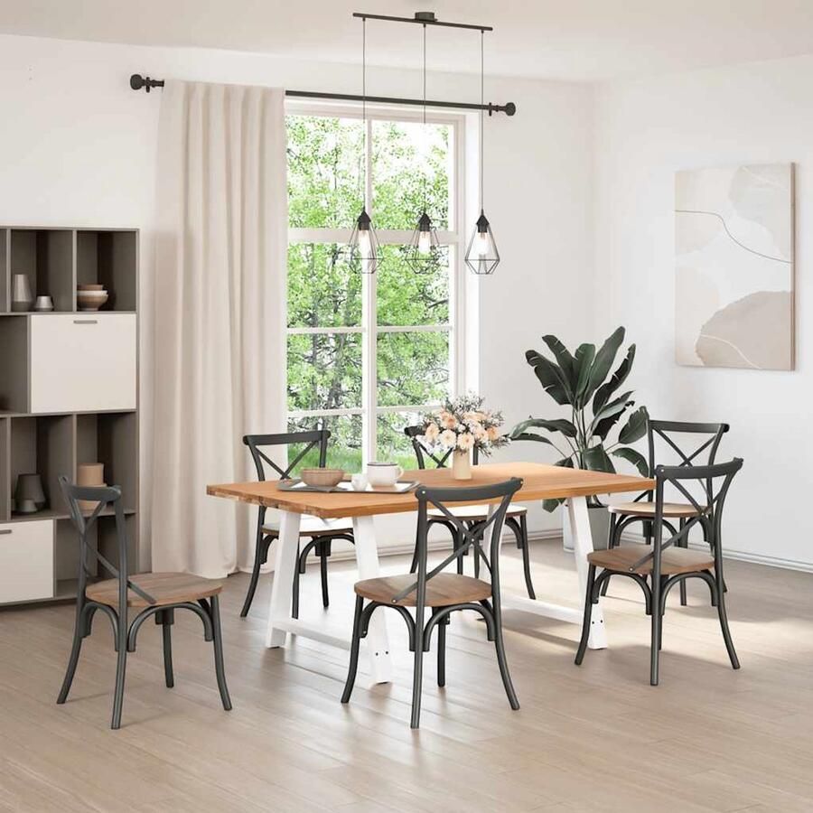 The Living Store Eettafel rechthoekig 180x100x74 cm massief eikenhout lichtbruin Eetkamertafel Houten Tafel Eettafel Salontafel Oak Wood Furniture