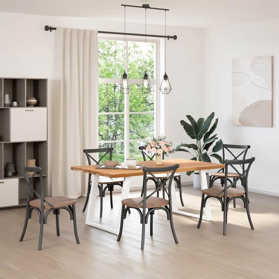 The Living Store Eettafel rechthoekig 180x100x74 cm massief eikenhout lichtbruin Eetkamertafel Houten Tafel Oak Wood Tafel Salontafel Grote Tafel