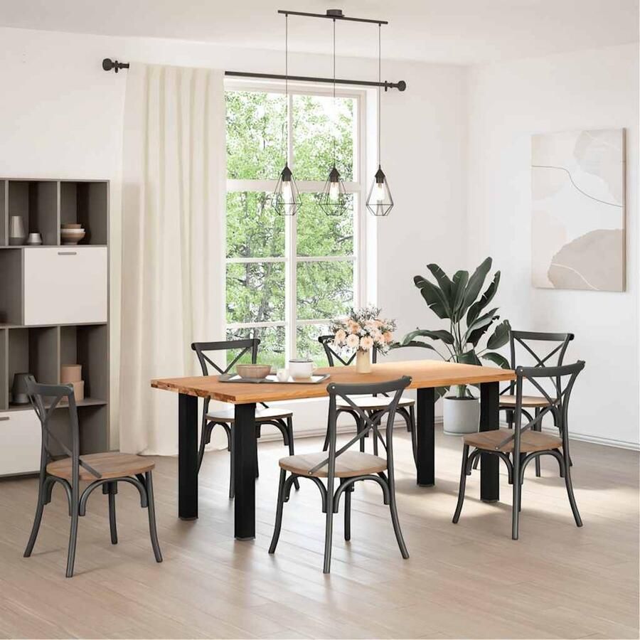 The Living Store Eettafel rechthoekig 200x90x74 cm massief eikenhout lichtbruin Eettafel Eetkamerset Houten Tafel Eikenhouten Tafel Grote Tafel