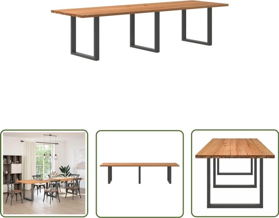 VidaXL Sleutelset Dynamo Meter Eettafel rechthoekig 320x100x74 cm massief eikenhout lichtbruin Gereedschap Draper Tools Klikmechanisme