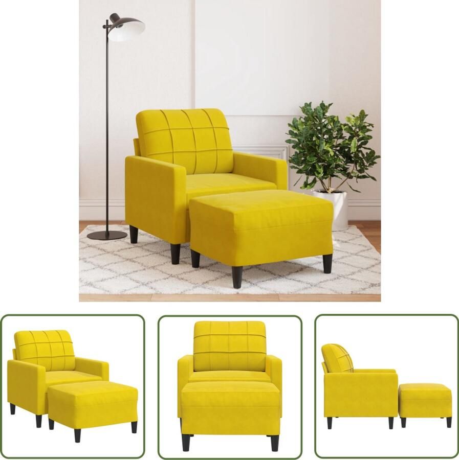 VidaXL Fauteuil met voetenbank 60 cm fluweel geel Dynamo Meter Sleutelset Gereedschap Handgereedschap Drapers Tools