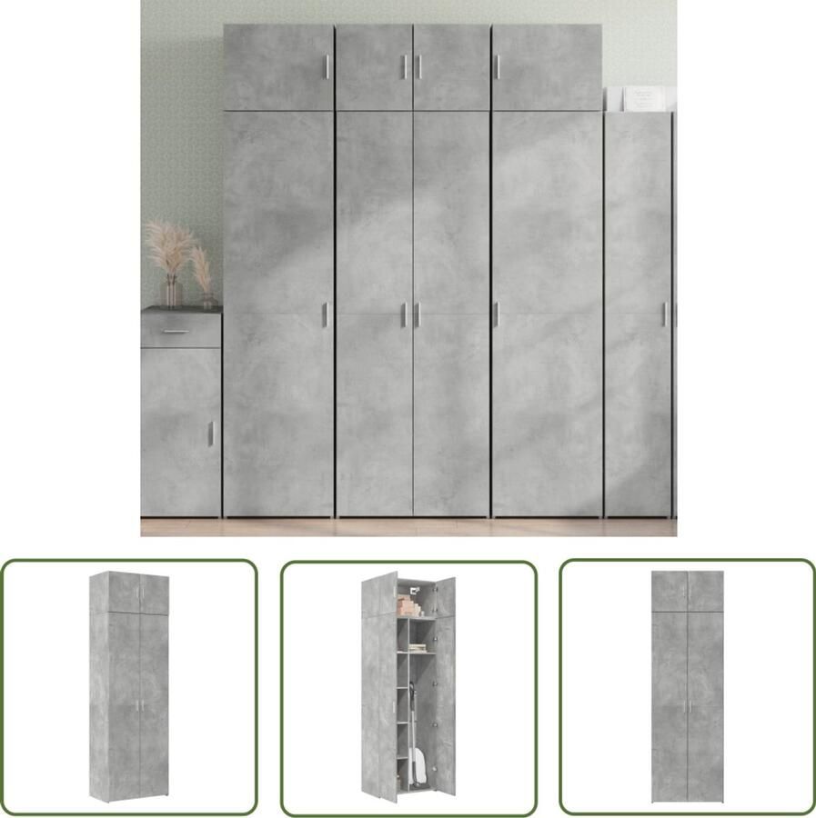 VidaXL Opbergkast 70x42 5x225 cm bewerkt hout betongrijs Dynamo Meter Sleutelset Gereedschap Klikmechanisme Torque Wrench