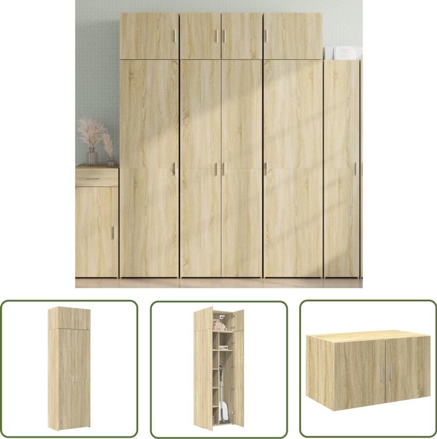 VidaXL Opbergkast 70x42 5x225 cm bewerkt hout sonoma eikenkleurig Dynamo Meter Sleutelset Gereedschap Klikmechanisme Torque Wrench