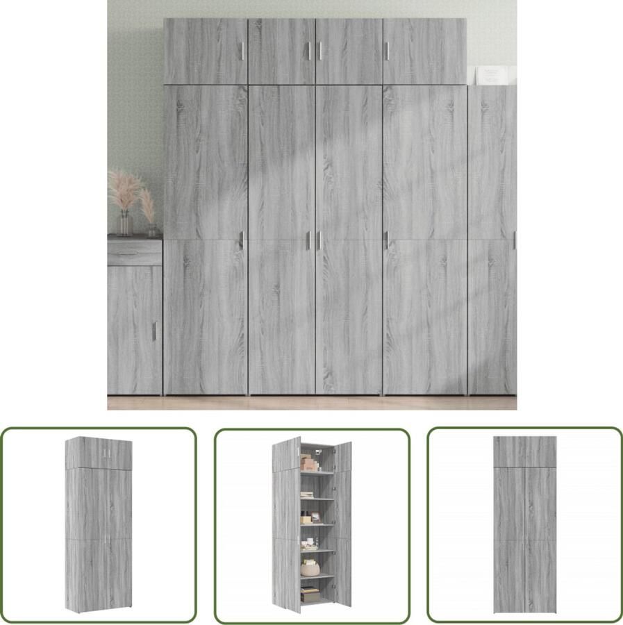 VidaXL Sleutelset Dynamo Meter Opbergkast 80x42 5x225 cm bewerkt hout grijs sonoma eikenkleur Gereedschap Handgereedschap Drapers Tools