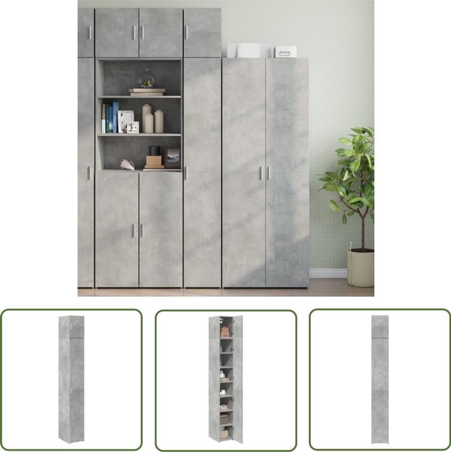 VidaXL Sleutelset Dynamo Meter Opbergkast smal 30x42 5x225 cm bewerkt hout betongrijs Gereedschap Klikmechanisme Torque Wrench