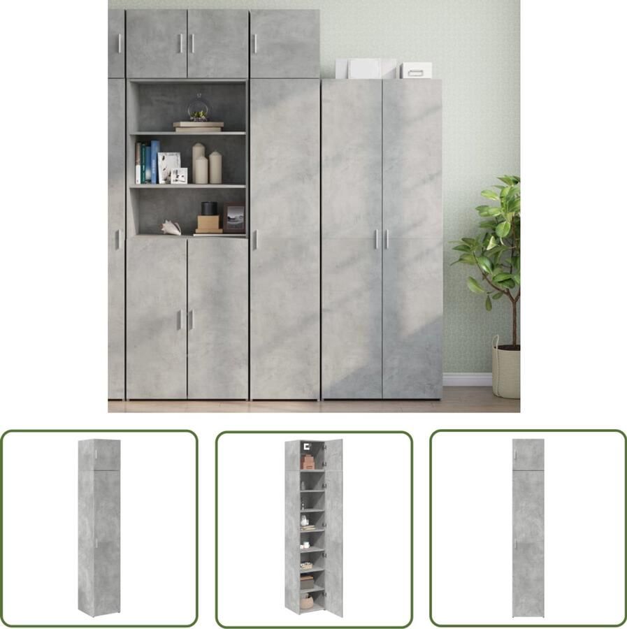 VidaXL Sleutelset Dynamo Meter Opbergkast smal 40x42 5x225 cm bewerkt hout betongrijs Gereedschap Drapers Tools Klikmechanisme