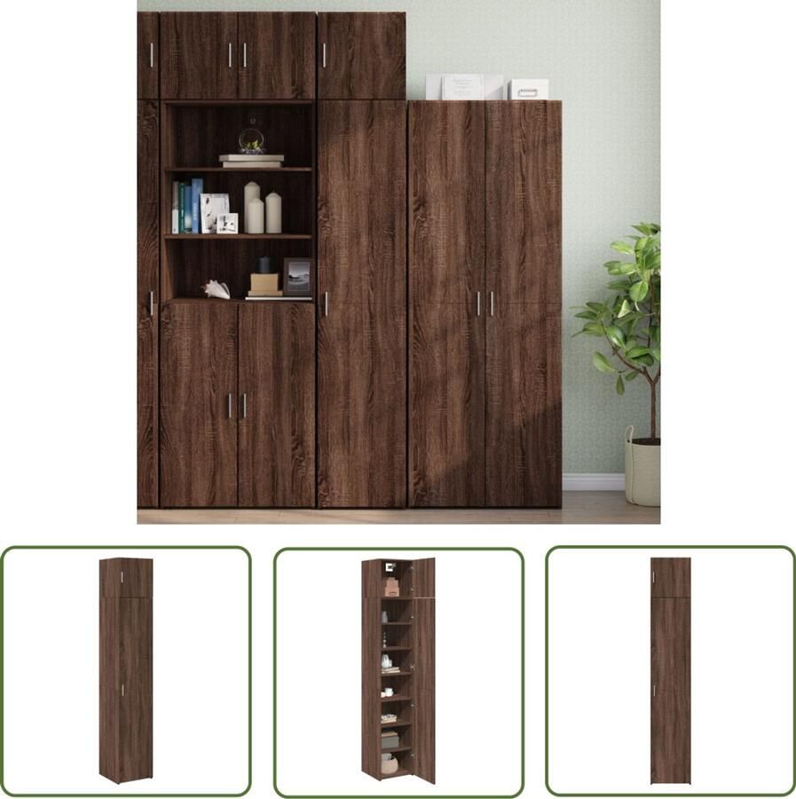 VidaXL Sleutelset Dynamo Meter Opbergkast smal 40x42 5x225 cm bewerkt hout bruin eikenkleurig Gereedschap Drapers Tools Klikmechanisme