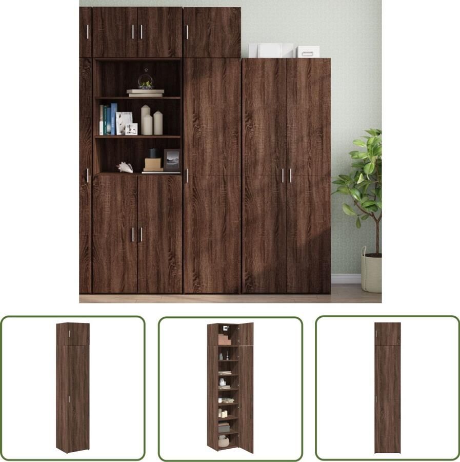 VidaXL Sleutelset Dynamo Meter Opbergkast smal 45x42 5x225 cm bewerkt hout bruin eikenkleurig Gereedschap Klikmechanisme Torque Wrench