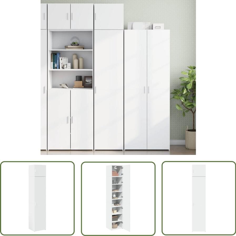 VidaXL Sleutelset Dynamo Meter Opbergkast smal 45x42 5x225 cm bewerkt hout wit Gereedschap Klikmechanisme Torque Wrench