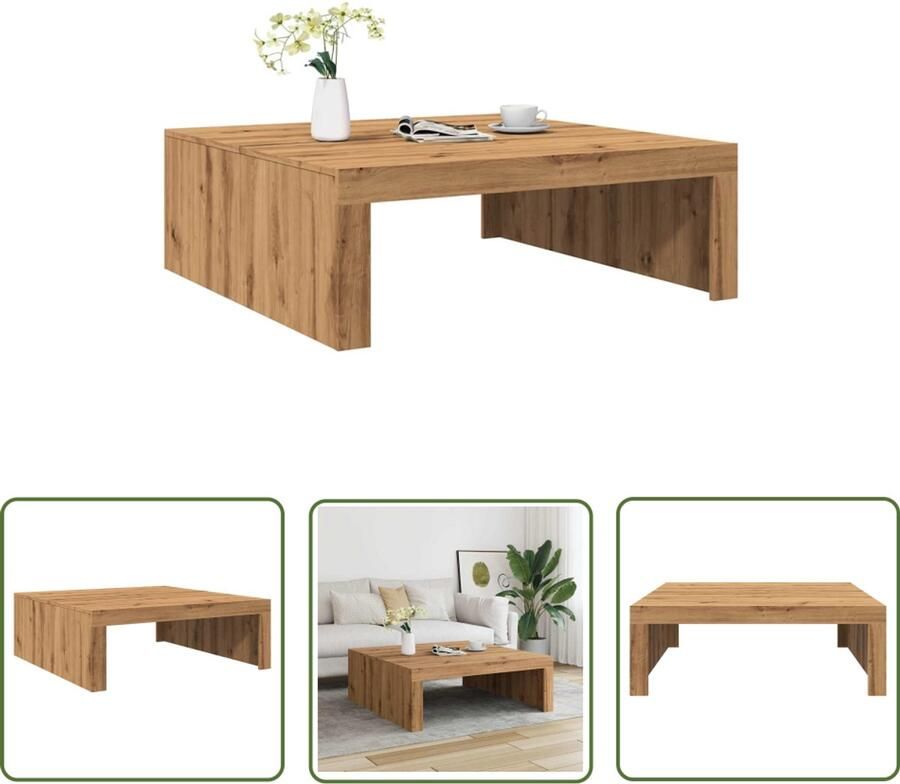 VidaXL Salontafel 100x100x35 cm bewerkt hout artisanaal eikenkleurig Dynamo Meter Sleutelset Gereedschap Handgereedschap Drapers Tools