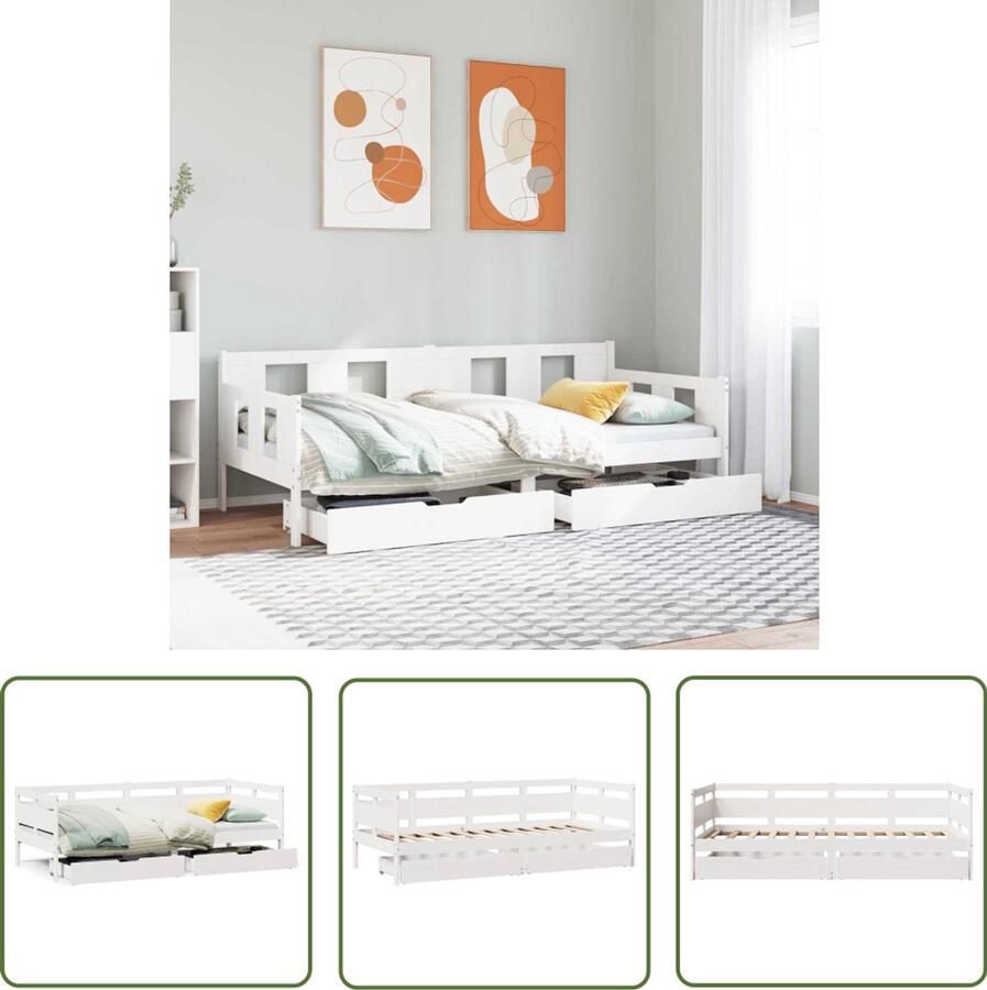 VidaXL Sleutelset Dynamo Meter Slaapbank met lades 90x190 cm massief grenenhout wit Gereedschap Klikmechanisme Torque Wrench