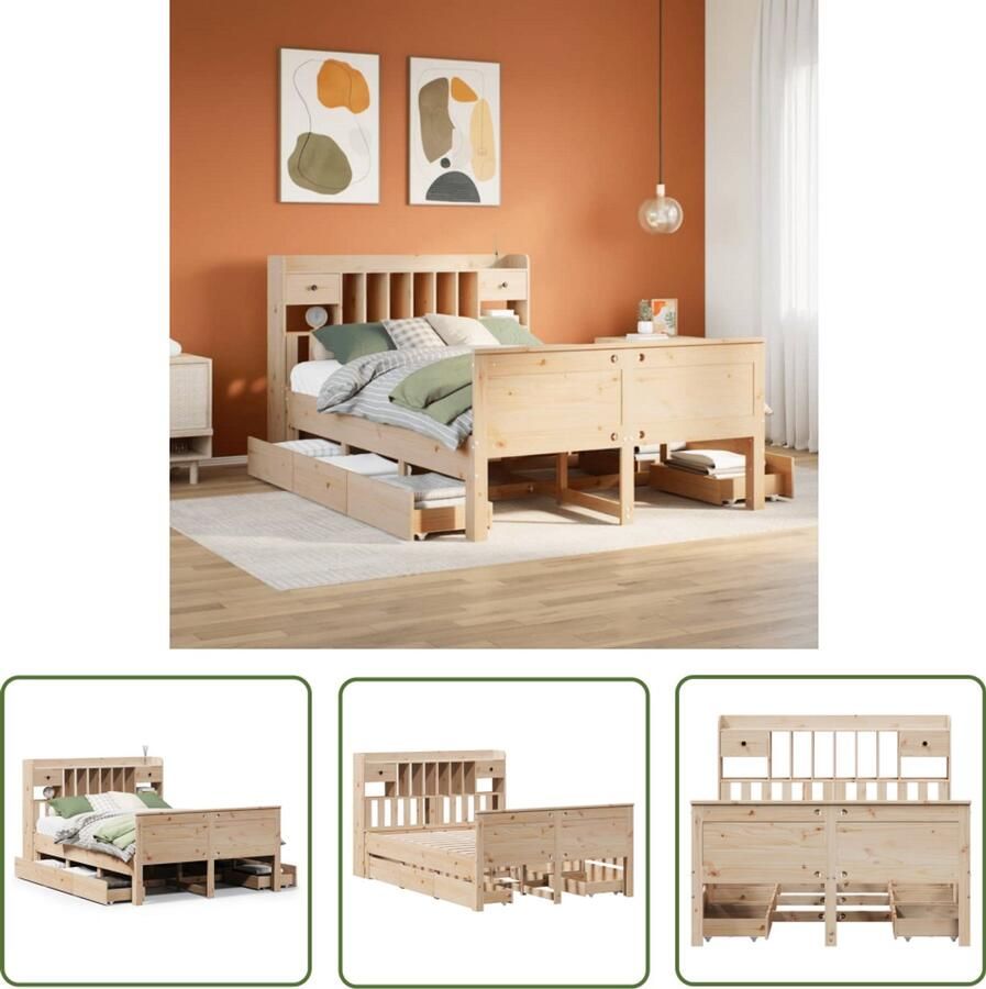 VidaXL Sleutelset Sleutels Bed met boekenkast zonder matras massief grenenhout 160x200 cm Gereedschap Mechanica Draper Tools