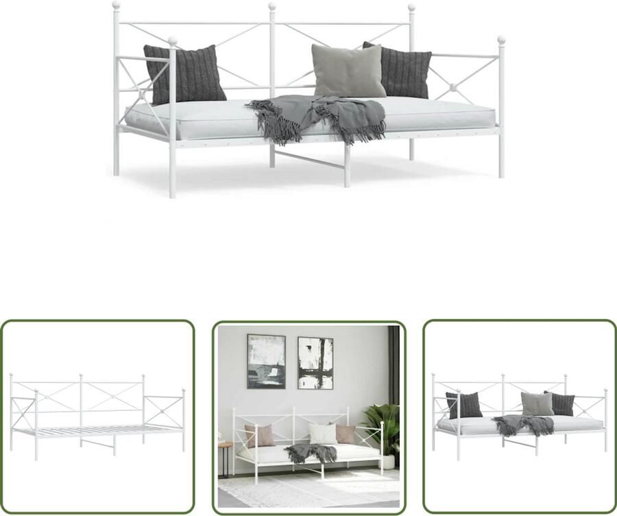 VidaXL Sleutelsysteem Sleutelset Slaapbank zonder matras 107x203 cm staal wit Gereedschap Set Draaibare Sleutel Klikmechanisme