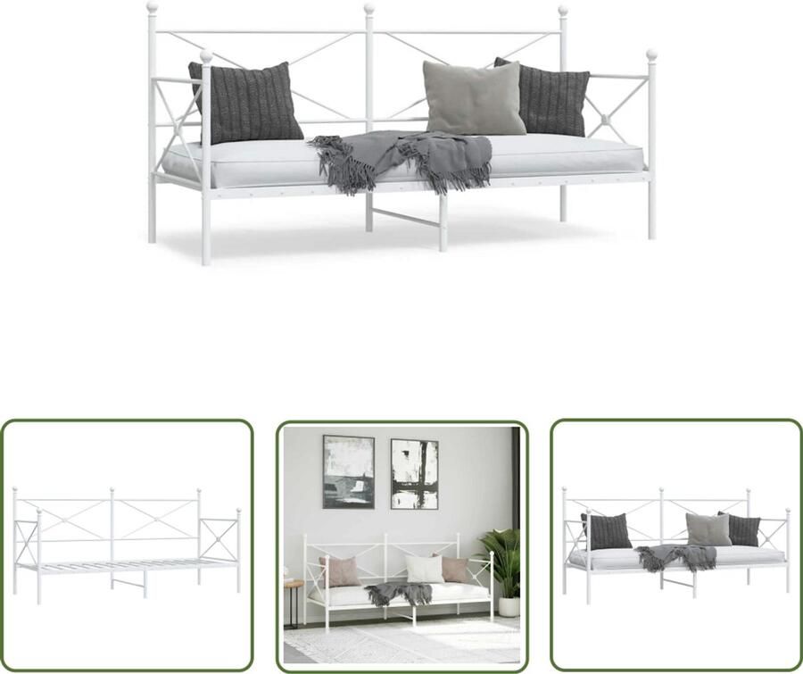 VidaXL Slaapbank zonder matras 90x190 cm staal wit Sleutelset Sleutelsysteem Gereedschap Set Draadloos Gereedschap Mechanica Tools