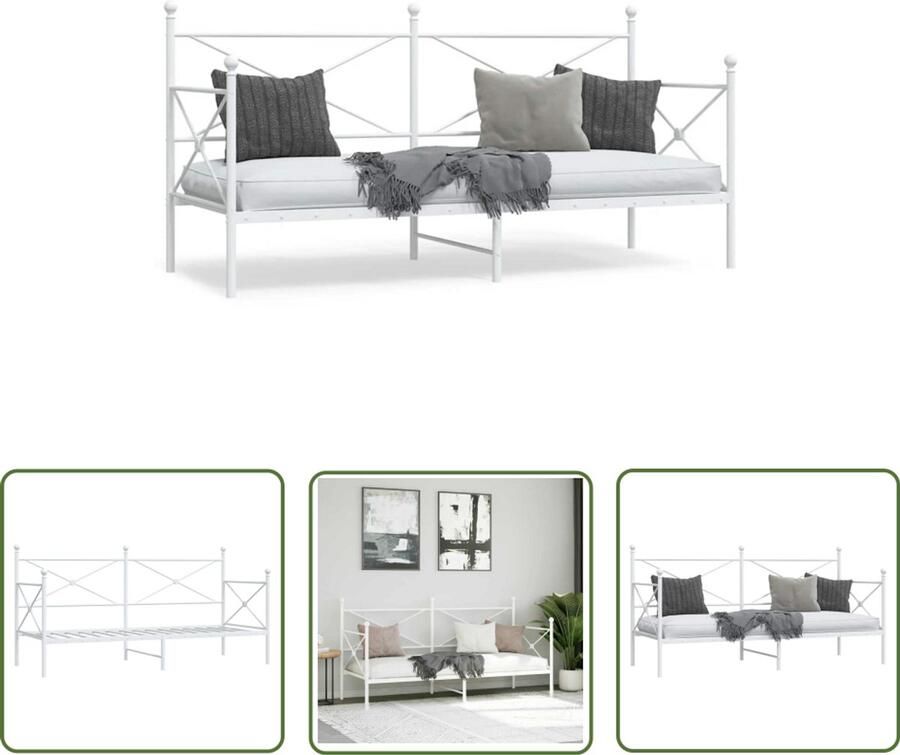 VidaXL Sleutelsysteem Sleutelset Slaapbank zonder matras 90x200 cm staal wit Gereedschap Mechanica Draadloos