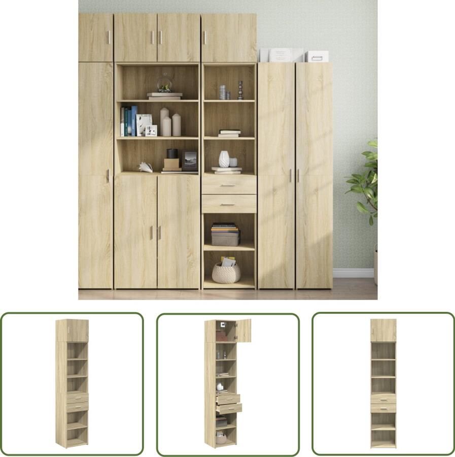 The Living Store Opbergkast smal 45x42 5x225 cm bewerkt hout sonoma eikenkleurig Opslagkast Houten Kast Opbergruimte Slim Design Sonomapine