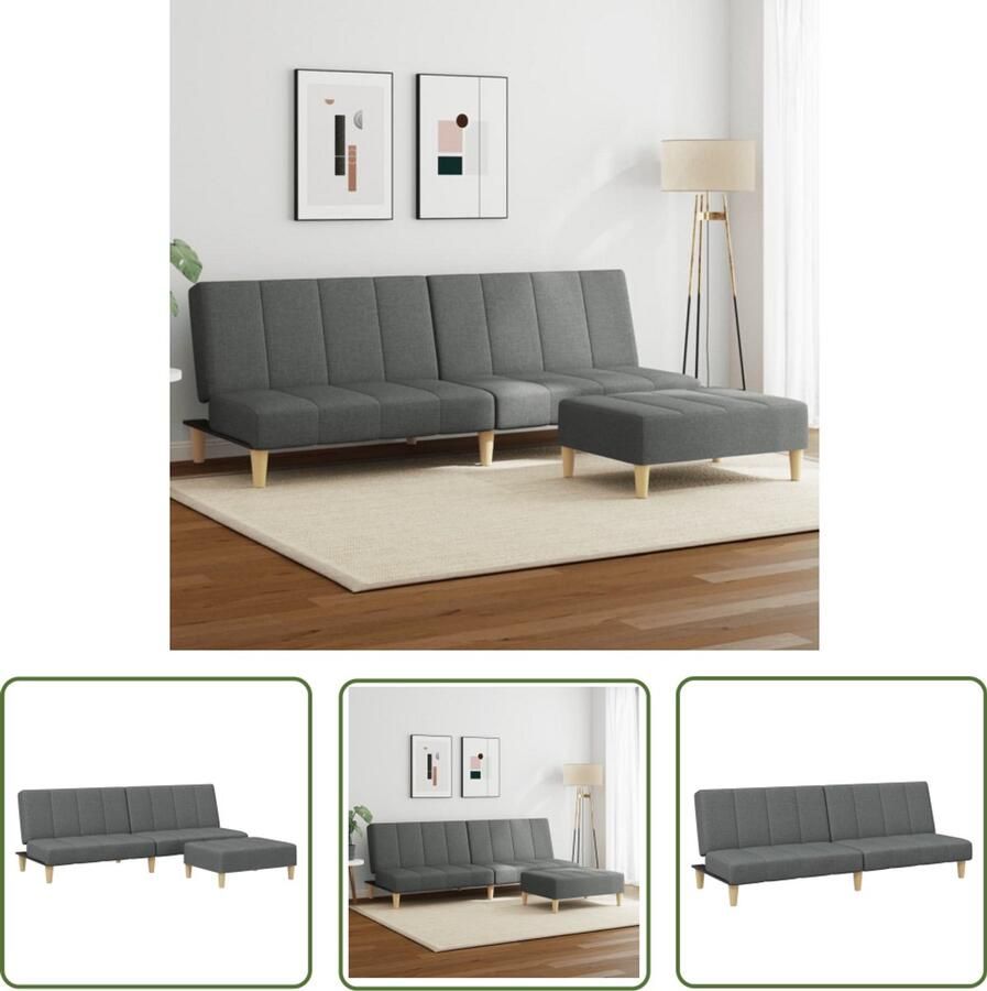 VidaXL Slaapbank 2-zits met voetenbank stof donkergrijs Slaapbank Sofa Bed Tweepersoonsbed Guest Bed Multifunctionele Meubels